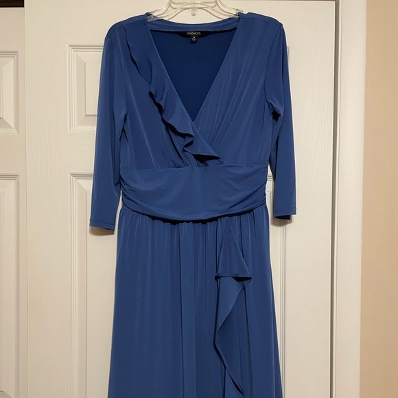 Chadwick’s Shape Blue Faux Wrap Dress - Size 14 - Picture 1 of 6